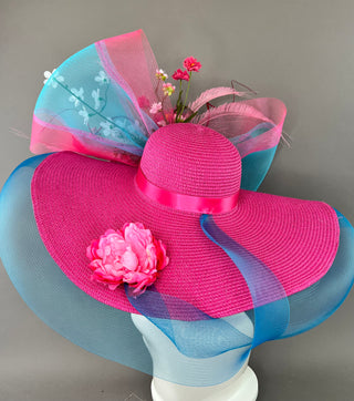 FUCHSIA AND TURQUOISE FLOPPY HAT