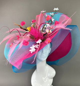 FUCHSIA AND TURQUOISE FLOPPY HAT