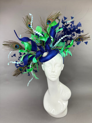 ROYAL BLUE PEACOCK FASCINATOR