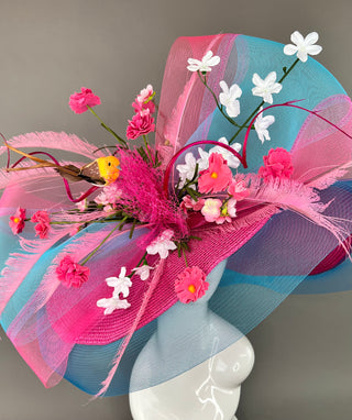 FUCHSIA AND TURQUOISE FLOPPY HAT