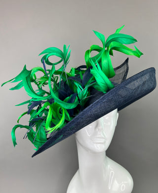 Navy and kelly green Kentucky Derby Hat