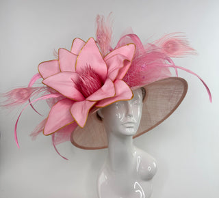PINK FLORAL BLOOM ROUND BRIM HAT