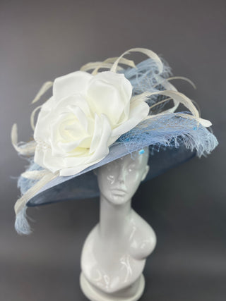 LIGHT BLUE AND WHITE DERBY HAT