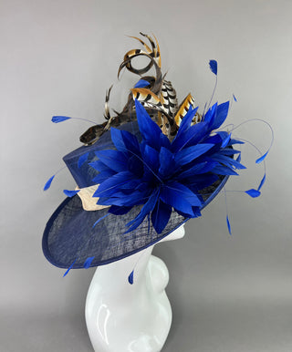 NAVY FLIPPED BRIM WITH LADY AMHERST FEATHERS