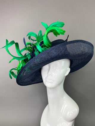 Navy and kelly green Kentucky Derby Hat