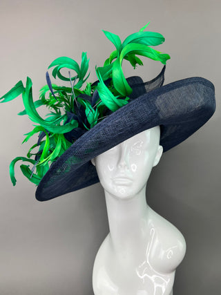 Navy and kelly green Kentucky Derby Hat