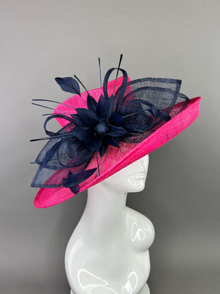 FUCHSIA AND NAVY BLOOM HAT