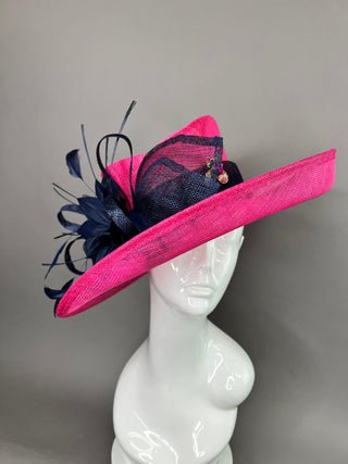 FUCHSIA AND NAVY BLOOM HAT