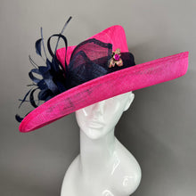 Load image into Gallery viewer, FUCHSIA AND NAVY BLOOM HAT