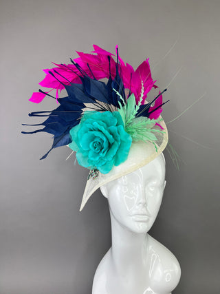 IVORY FASCINATOR WITH MULTIPLE COLORS