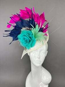 IVORY FASCINATOR WITH MULTIPLE COLORS
