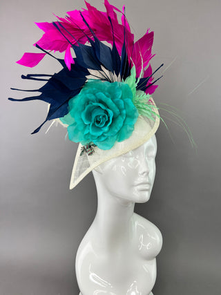 IVORY FASCINATOR WITH MULTIPLE COLORS