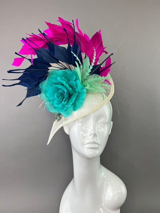 IVORY FASCINATOR WITH MULTIPLE COLORS