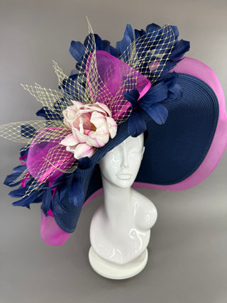 Navy and Pink Kentucky Derby Hat