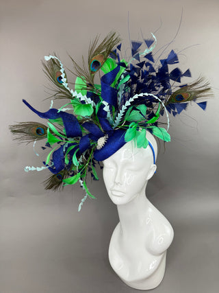 ROYAL BLUE PEACOCK FASCINATOR