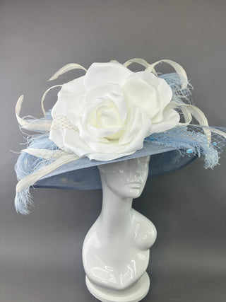 LIGHT BLUE AND WHITE DERBY HAT