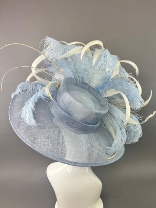 LIGHT BLUE AND WHITE DERBY HAT