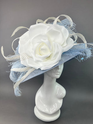 LIGHT BLUE AND WHITE DERBY HAT