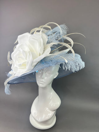 LIGHT BLUE AND WHITE DERBY HAT