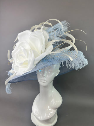 LIGHT BLUE AND WHITE DERBY HAT