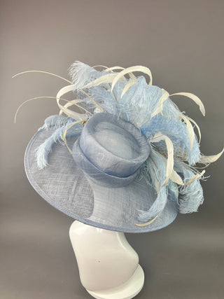 LIGHT BLUE AND WHITE DERBY HAT