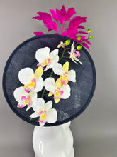 Load image into Gallery viewer, NAVY AND FUCHSIA HATINATOR WITH WHITE AND PINK ORCHID