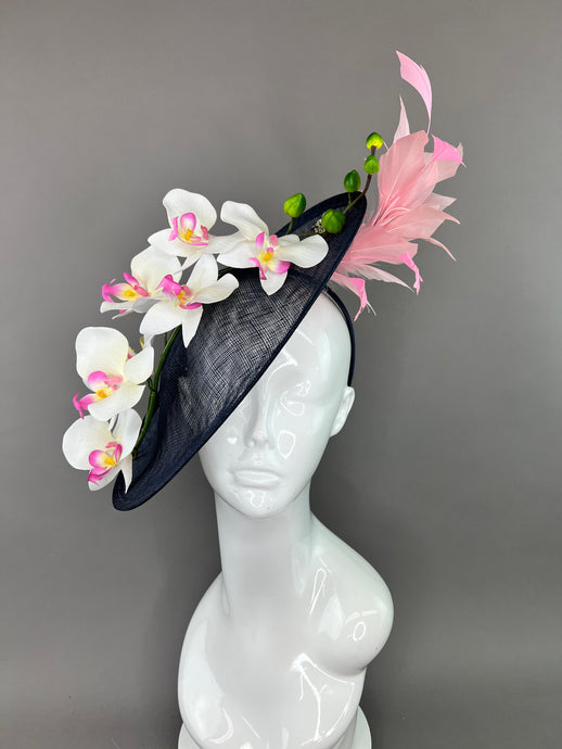 NAVY BLUE AND LIGHT PINK ORCHID HATINATOR