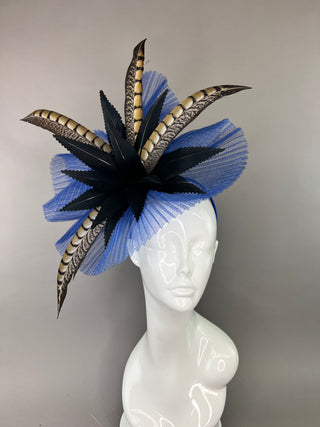 NAVY BLUE AND BLACK FASCINATOR