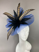 Load image into Gallery viewer, NAVY BLUE AND BLACK FASCINATOR