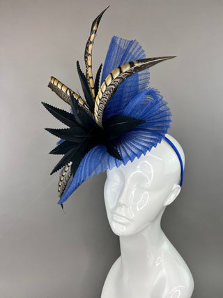 NAVY BLUE AND BLACK FASCINATOR