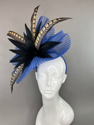 NAVY BLUE AND BLACK FASCINATOR