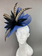 Load image into Gallery viewer, NAVY BLUE AND BLACK FASCINATOR
