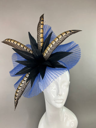 NAVY BLUE AND BLACK FASCINATOR