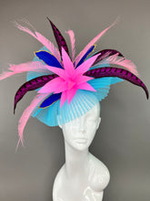 Load image into Gallery viewer, TURQUOISE FASCINATOR WITH SHADES OF PINK