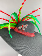 Load image into Gallery viewer, BLACK FLOPPY HAT WITH RED ROSE
