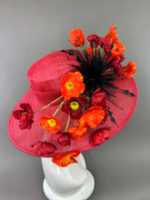 Load image into Gallery viewer, RED ROUND BRIM WITH POPPY BLOOMS