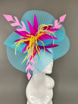 TURQUOISE CRINOLINE FASCINATOR