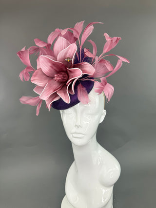 BLUSH PINK AND PURPLE FASCINATOR