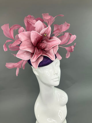 BLUSH PINK AND PURPLE FASCINATOR