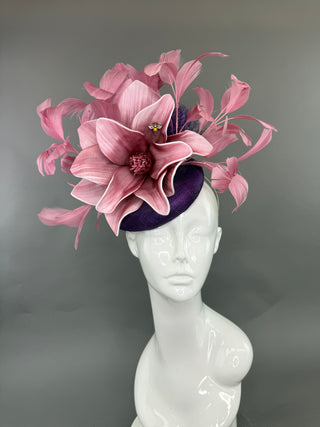 BLUSH PINK AND PURPLE FASCINATOR