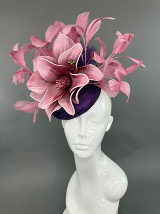 BLUSH PINK AND PURPLE FASCINATOR
