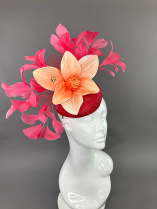 RED AND PINK FASCINATOR