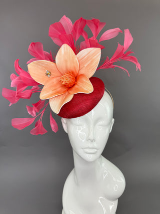 RED AND PINK FASCINATOR