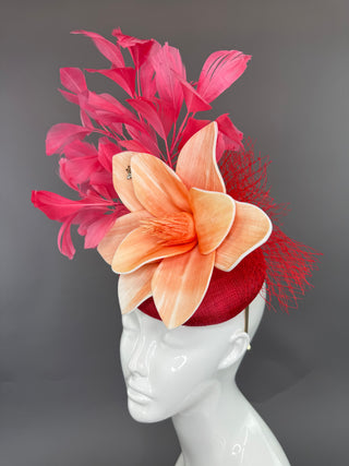 RED AND PINK WATERMELON FASCINATOR