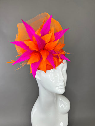 ORANGE AND FUCHSIA FASCINATOR