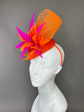 Load image into Gallery viewer, ORANGE AND FUCHSIA FASCINATOR