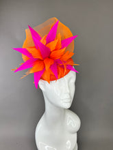 Load image into Gallery viewer, ORANGE AND FUCHSIA FASCINATOR