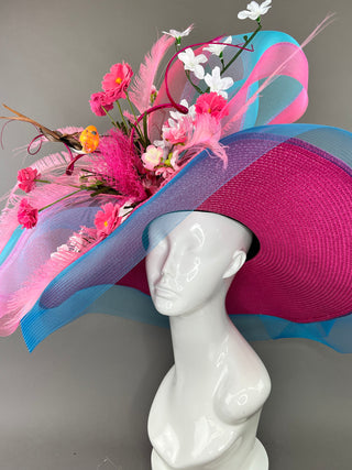 FUCHSIA AND TURQUOISE FLOPPY HAT