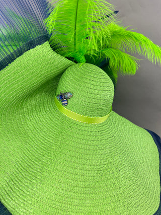LIME GREEN AND NAVY OVERSIZED FLOPPY HAT
