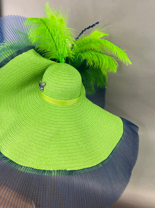 LIME GREEN AND NAVY OVERSIZED FLOPPY HAT